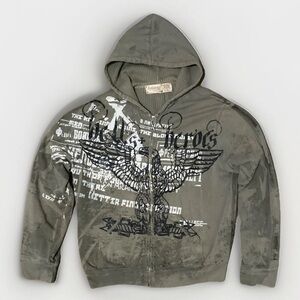 Vintage Salvage Green Wings Hells Hero’s hoodie Affliction Style Y2K Size: XXL